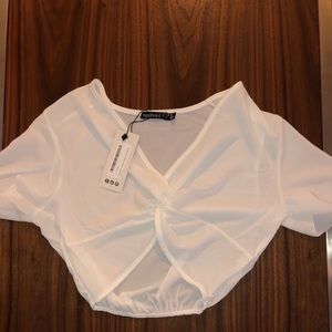 Petite Kimono Sleeve Button Front Blouse